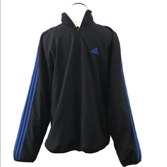 Adidas 1/4 Zip Workout Windbreaker Sz S Blue/Black - Picture 1 of 8